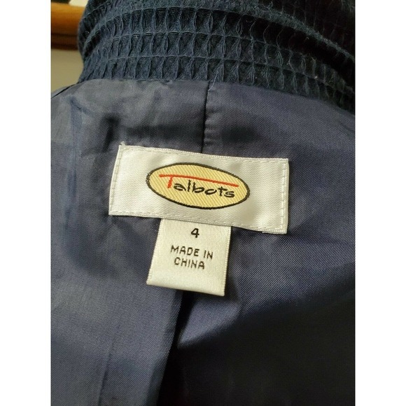 Talbots Women's Blue 100% Cotton Long Sleeve Front Buttons Fitted Blazer Size 4 - Picture 9 of 12